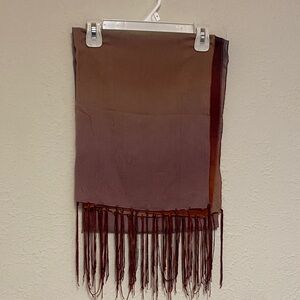 Elegant Brown Fringe Scarf